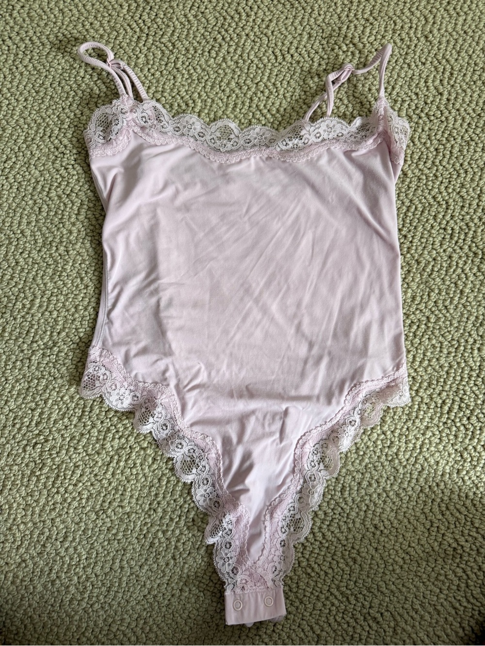 Amazon Essentials Light Pink Lace-Trim Bodysuit